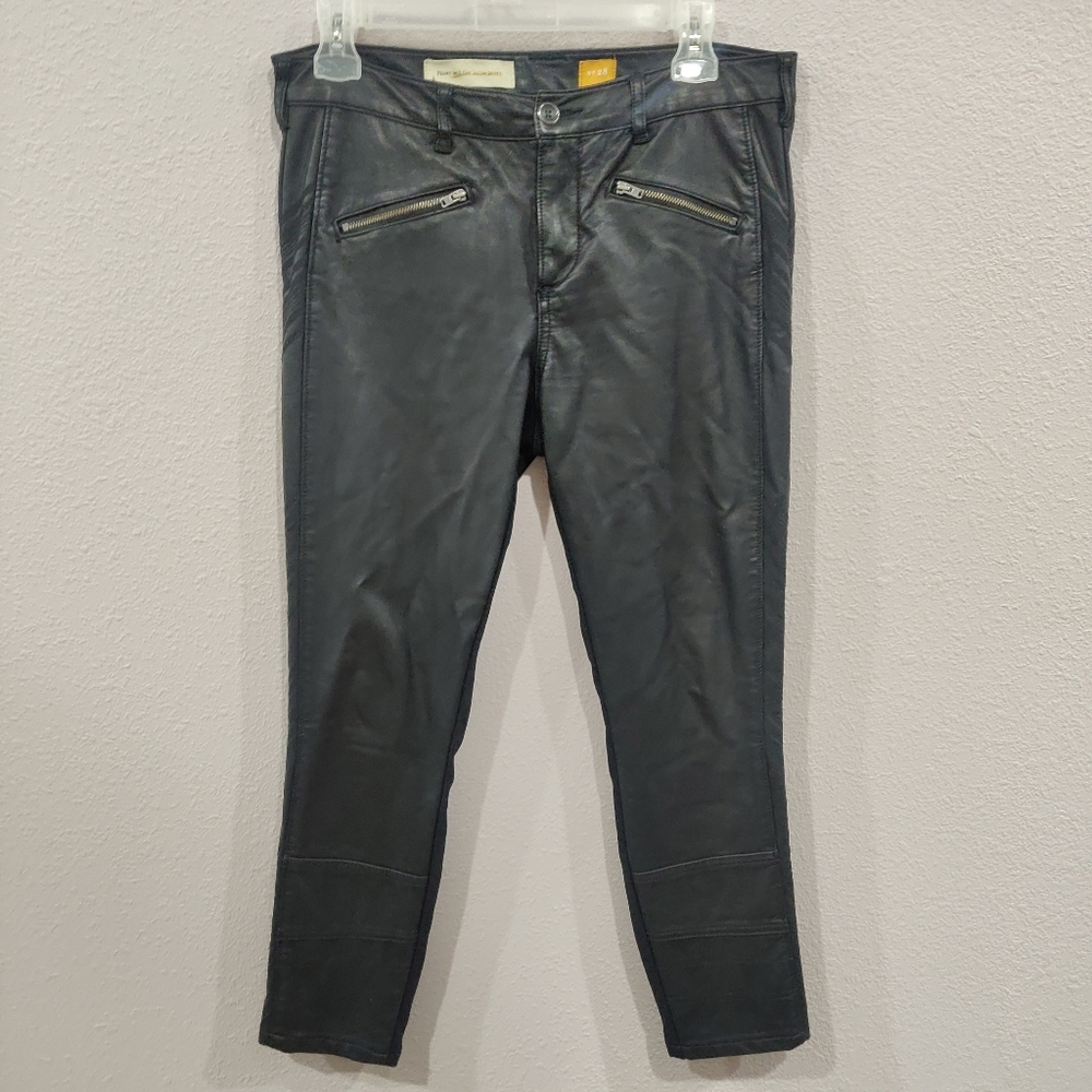 Anthropologie| Pilcro faux leather Moto jeans